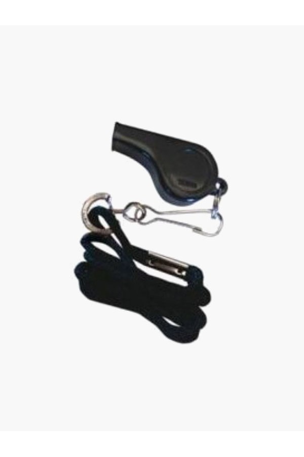 Plastic whistle with drawstring